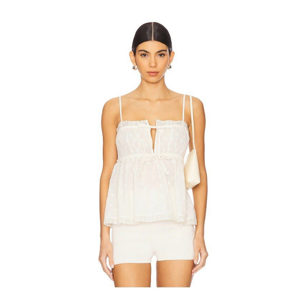 NWT Revolve Ulla Johnson Quinn Top in Pristine Women’s Size 0 Dot V Neck